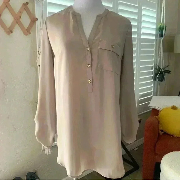 Zac & Rachel brown chiffon collared shirt/tunic - Picture 1 of 6